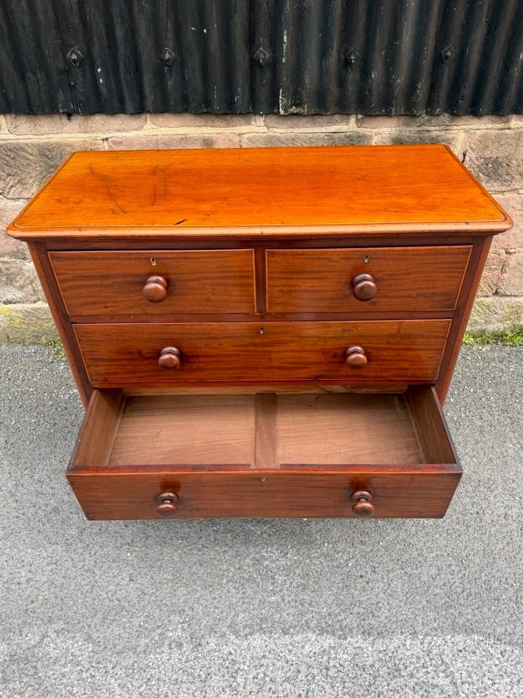 Antique Mahogany Chest Of Drawers, Victorian Original, 5 Drawers, Bedroom