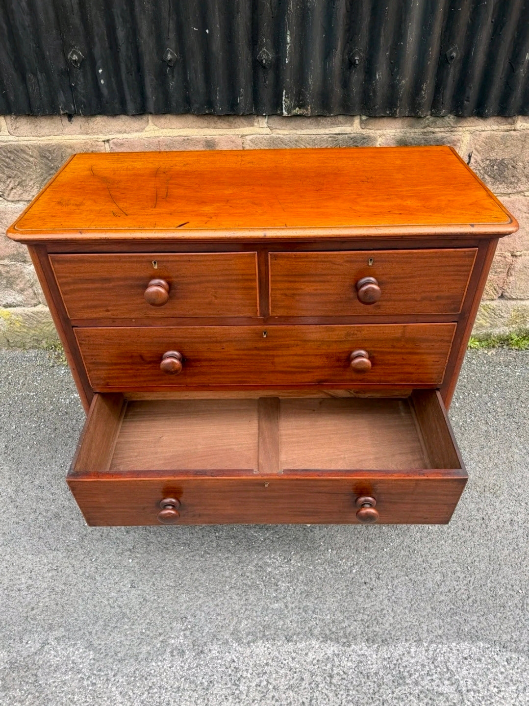 Antique Mahogany Chest Of Drawers, Victorian Original, 5 Drawers, Bedroom