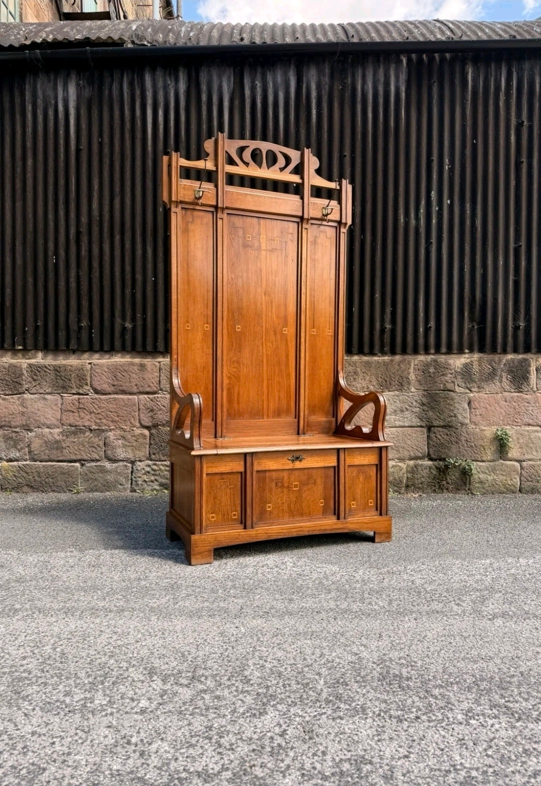 1920s Italian ‘Stile Liberty’ / Art Nouveau Hall Stand, Settle,Hall Seat,Walnut