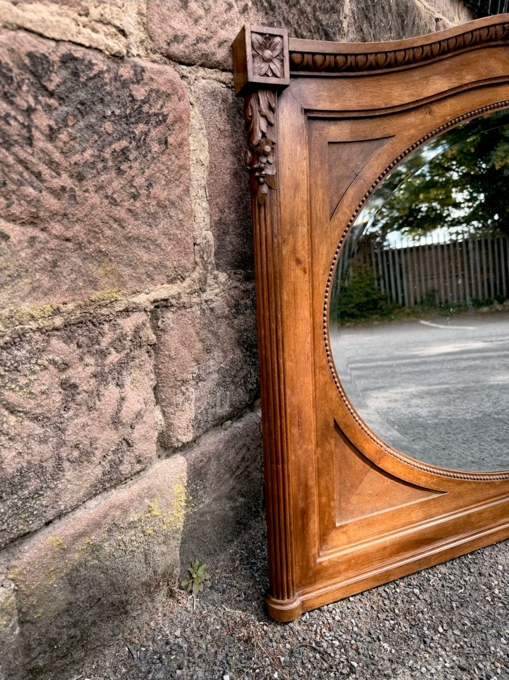 Antique Over Mantle Mirror, Victorian, Walnut Architectural Mirror, Italian