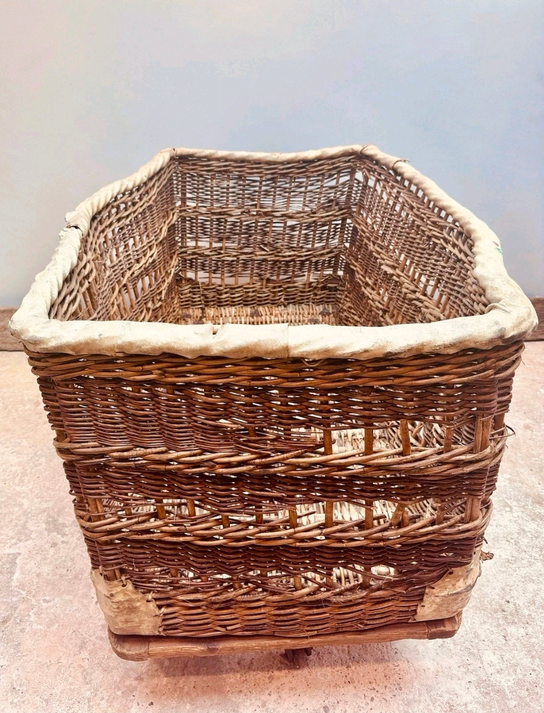 Huge Victorian Textile Mill Basket. Wicker Basket, Laundry,Log Basket, Film Prop