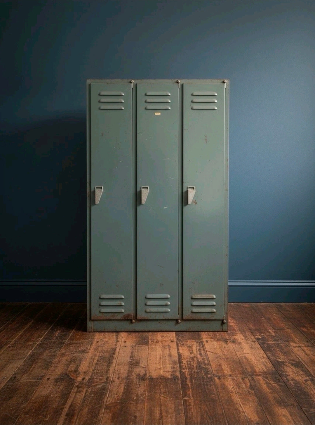 Vintage 1950s Italian Steel Lockers,3 Door,Hallway,Industrial,Storage,Original