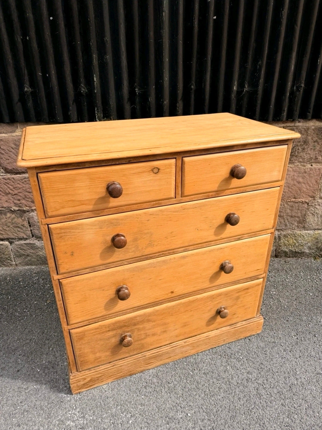 Large Antique Victorian Waxed Pine Chest Of Drawers, Country Farmhouse, Bedroom.