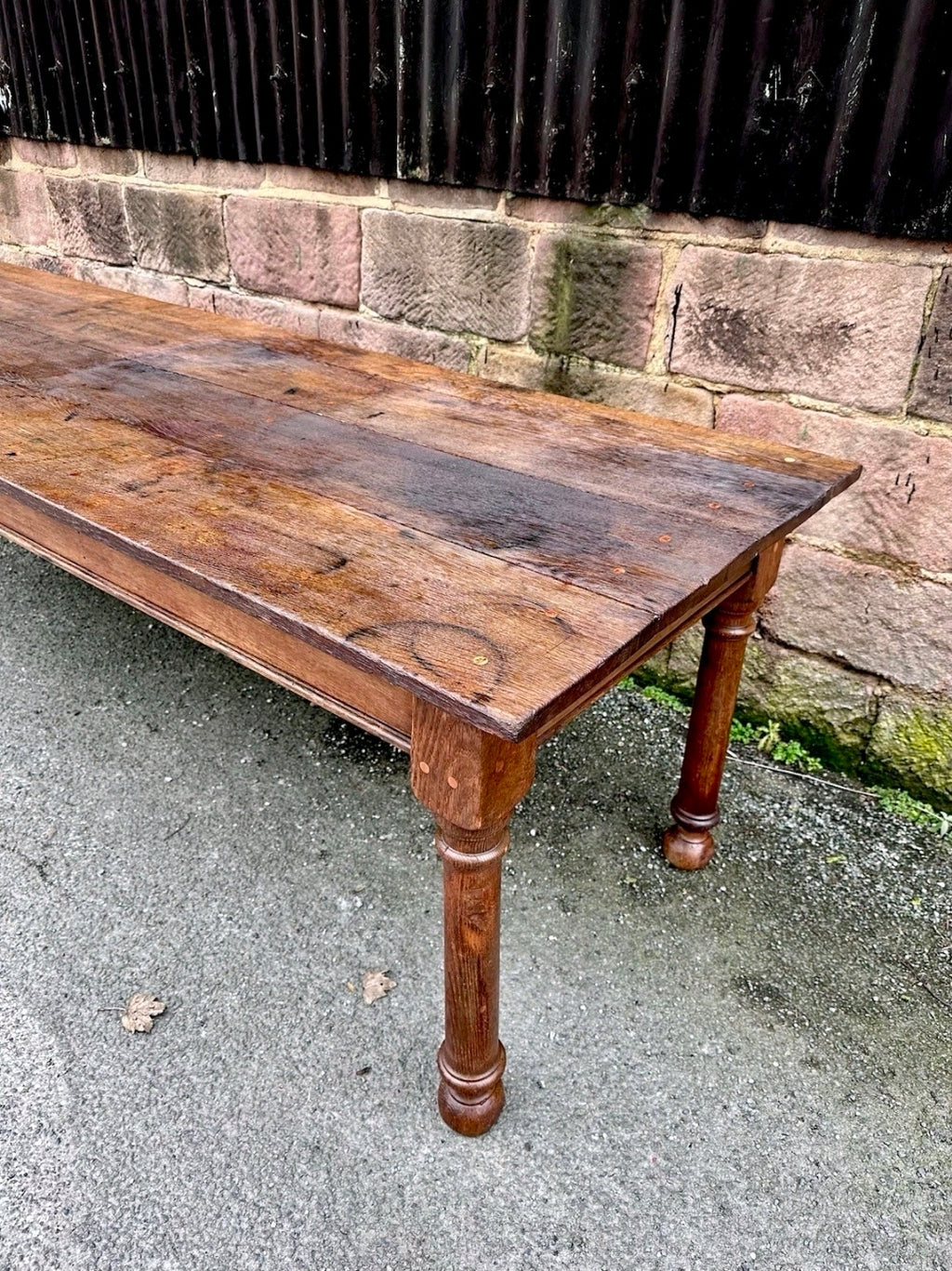 Large Oak Refectory Farmhouse Table. 19th Century, Rustic. 10 Seater. 8ft