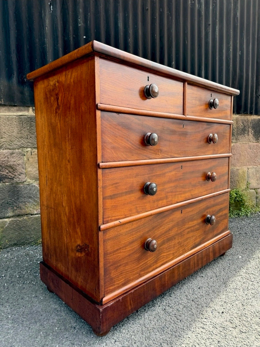 Antique Mahogany Chest Of Drawers, Victorian Original, 5 Drawers, Bedroom
