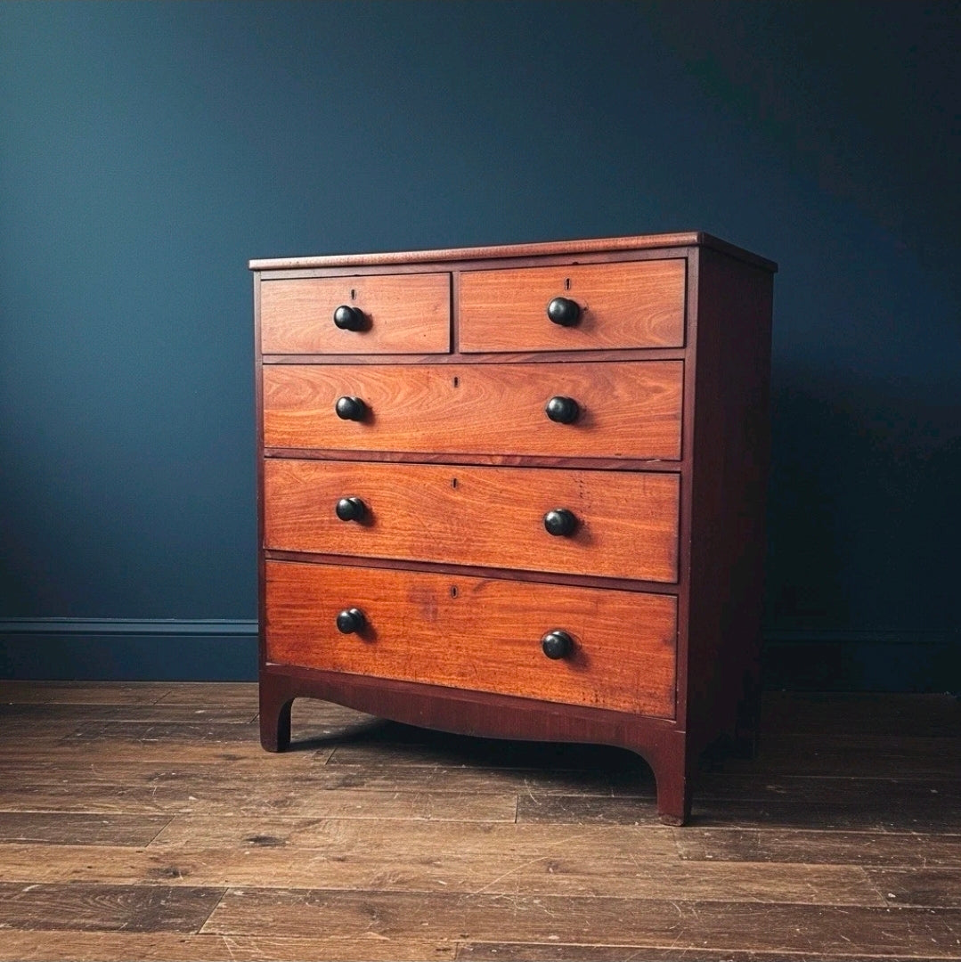 Antique Oak Chest Of Drawers, Victorian Original, 5 Drawers, Bedroom, Storage