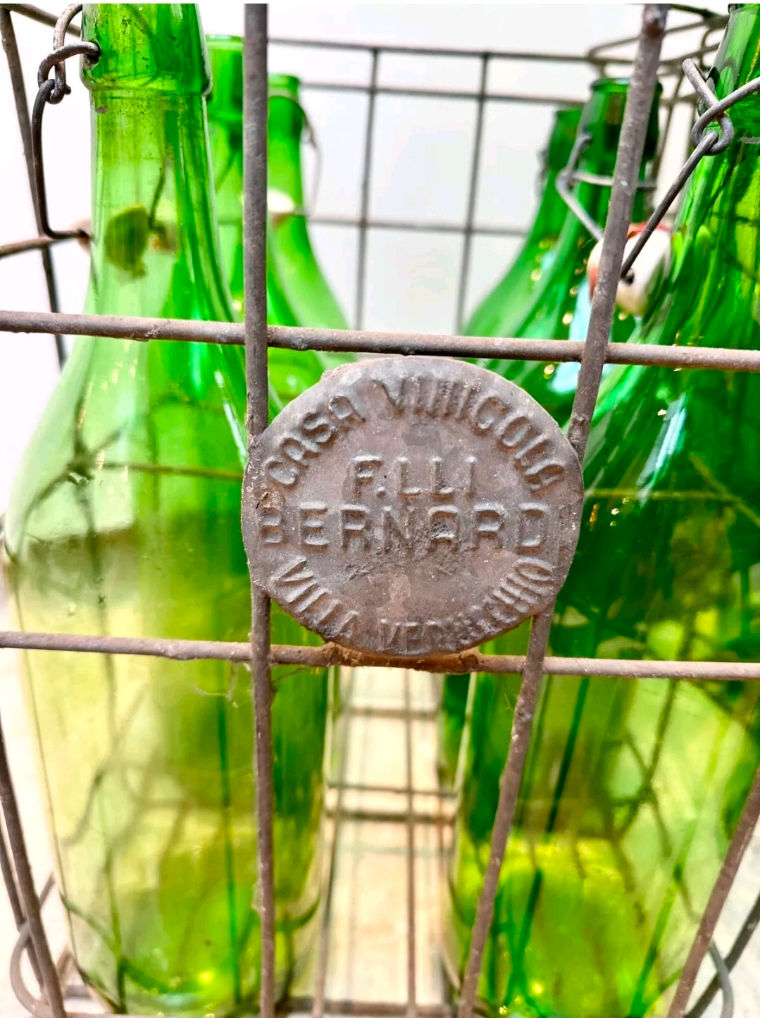 Vintage Italian Wine Bottle Crates. Decorative, Bar, Retail, Prop, Galvanised