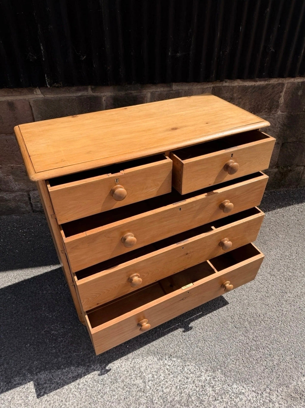 Large Antique Victorian Waxed Pine Chest Of Drawers, Country Cottage, Bedroom.