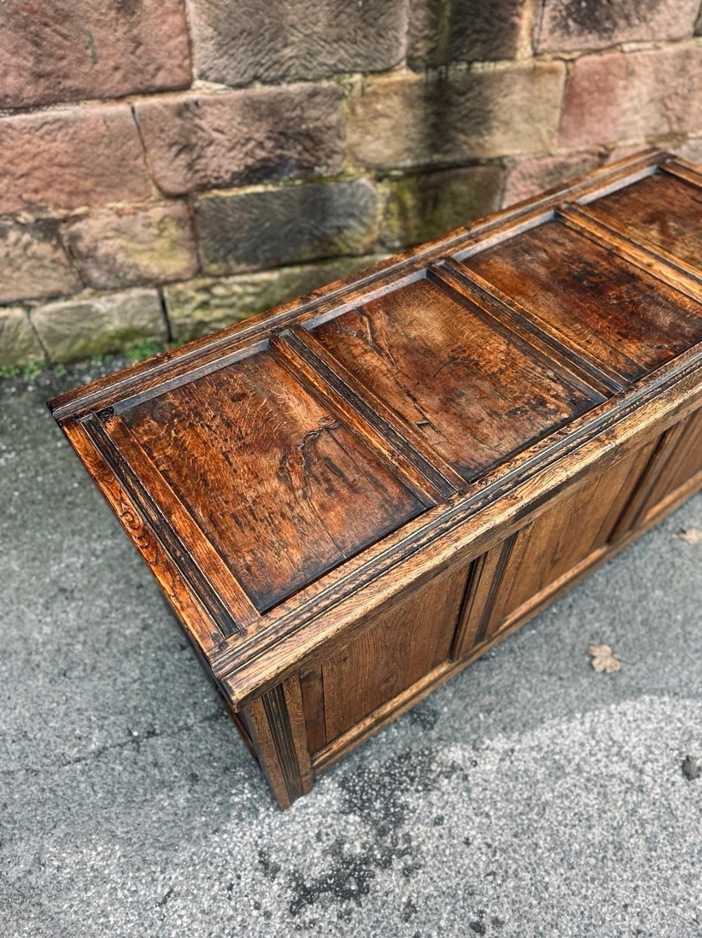 18th Century Solid Oak Blanket Box, Coffee, Chest, Storage. Rustic