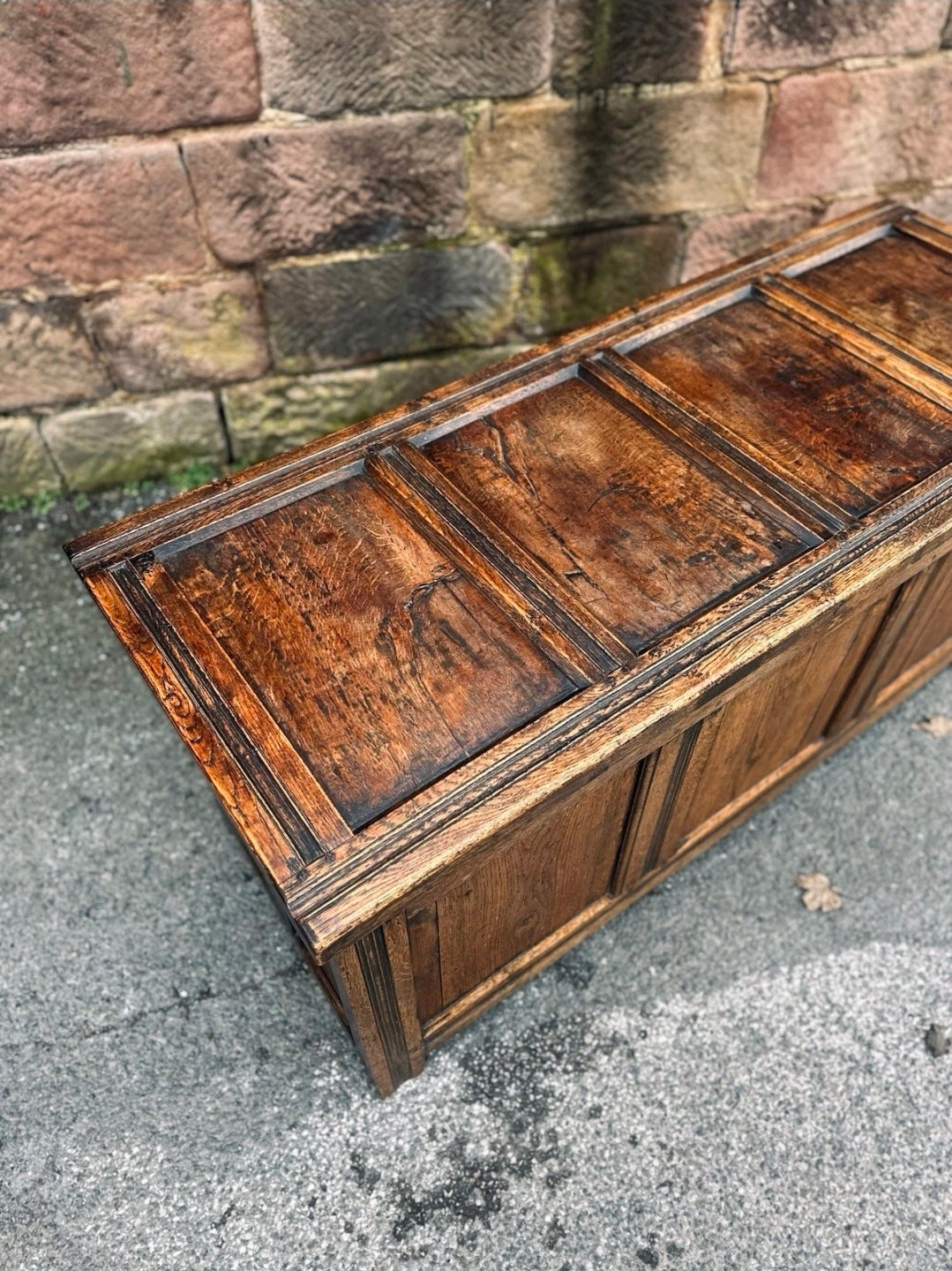 18th Century Solid Oak Blanket Box, Coffee, Chest, Storage. Rustic