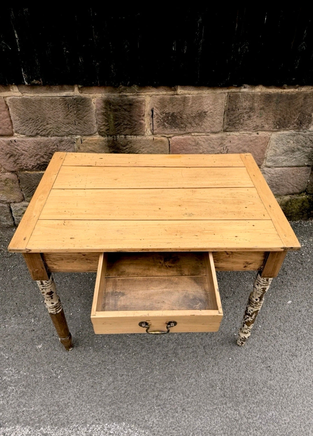 1920s Rustic Italian Pine Kitchen Table. Dining, Occasional. Side Table