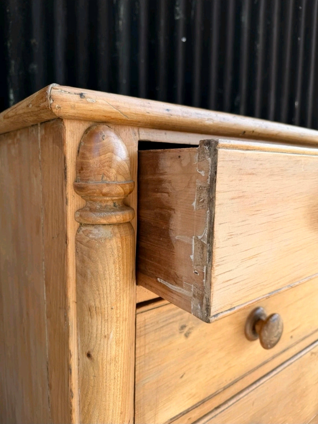Antique Victorian Rustic Waxed Pine Chest Of Drawers, Country Cottage, Bedroom.