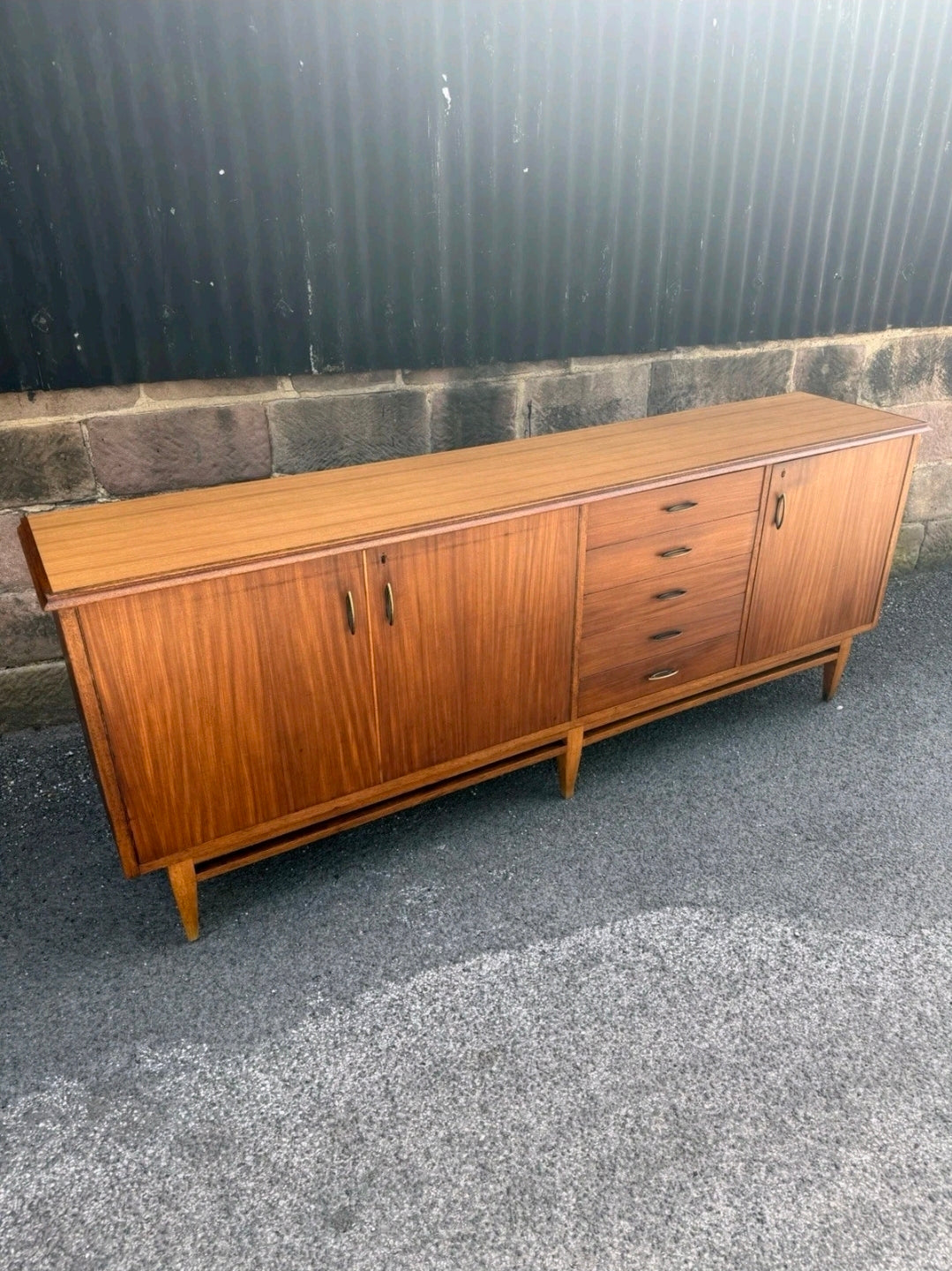 Large Mid Century Italian Rosewood Sideboard MCM, 7.5ft, Living Room, Storage