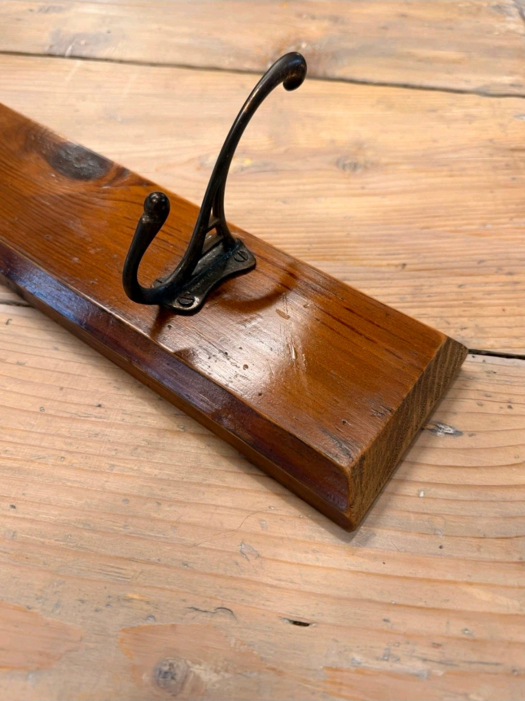 Antique Church Wall Mounted Coat Hooks. Pitch Pine, Hallway, Boot room, Storage