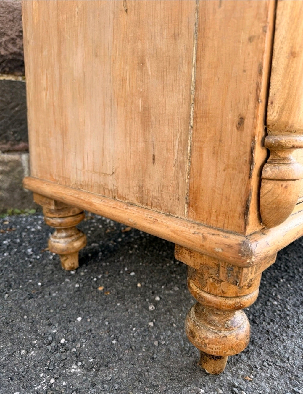 Antique Victorian Rustic Waxed Pine Chest Of Drawers, Country Cottage, Bedroom.