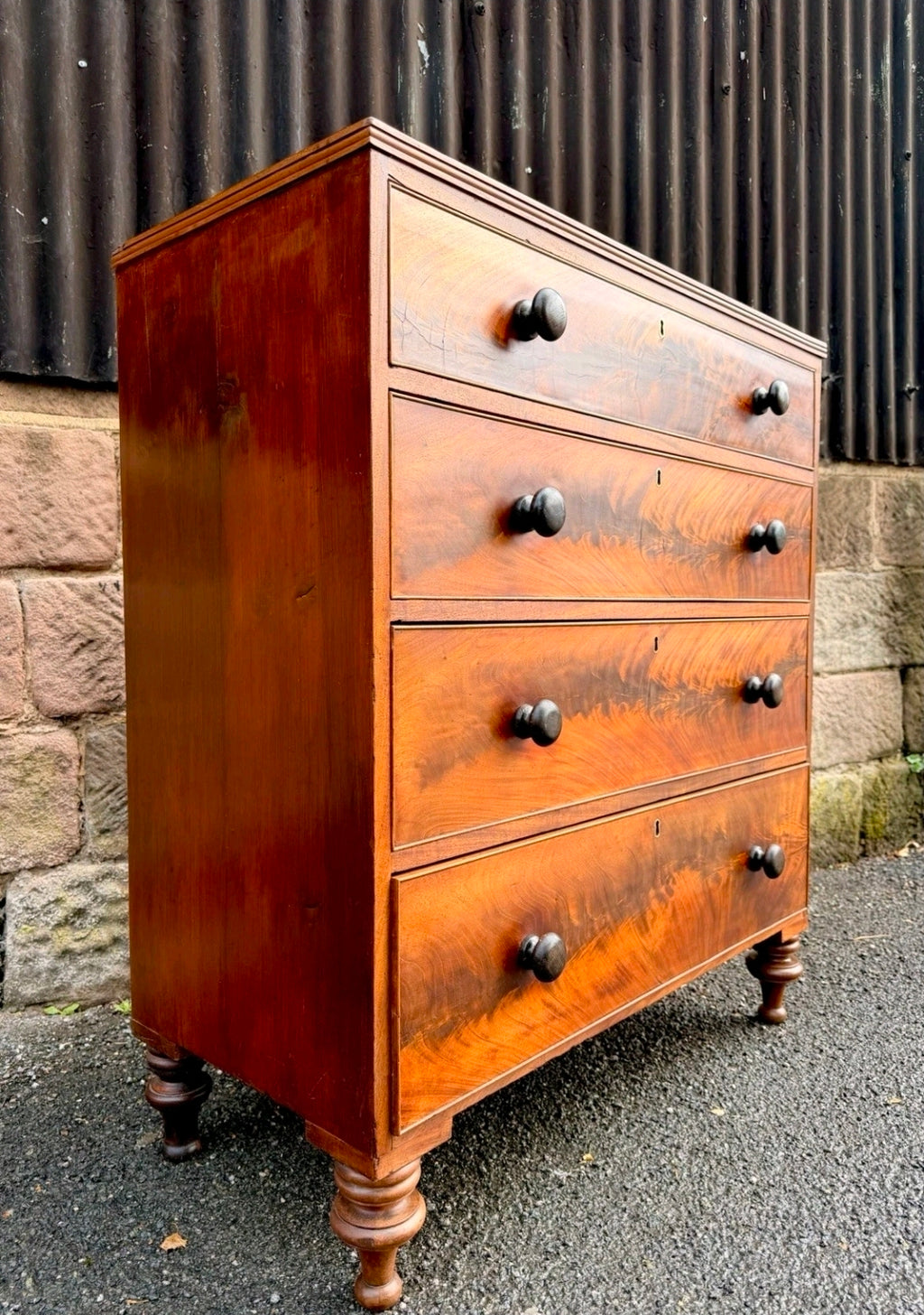 Antique Flame Mahogany Chest Of Drawers C1880, Victorian, Storage, Bedroom