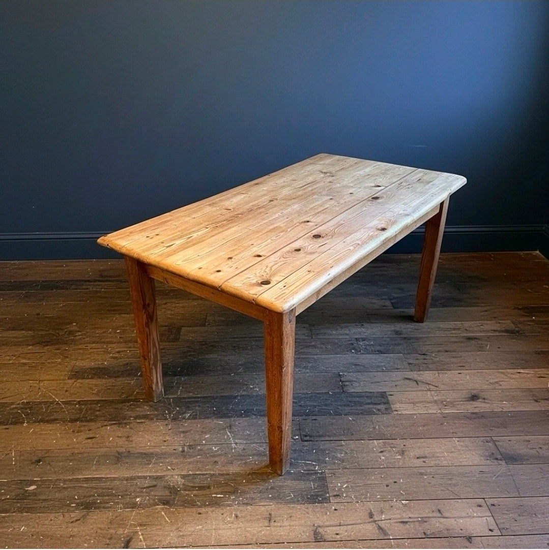 Victorian Farmhouse Pine Table c1900. Country, Kitchen, Dining. 6 Seater. Rustic