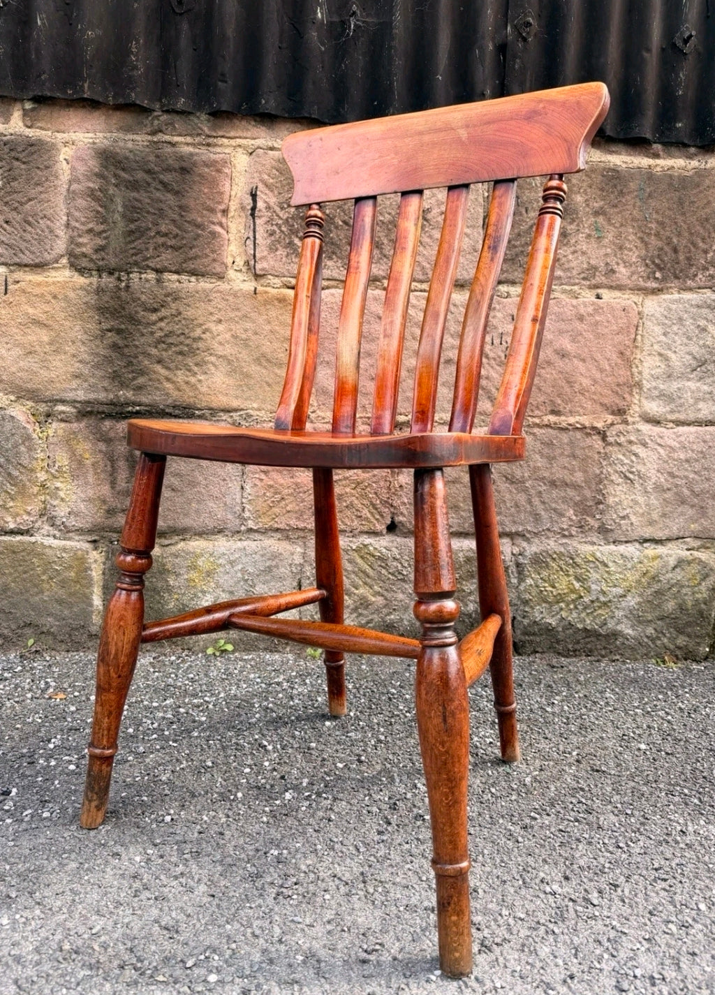 6 Matching Antique Victorian Windsor Lathback Kitchen Dining Chairs. Elm & Beech