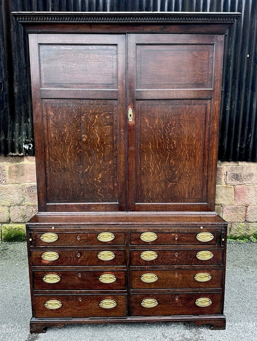 Antique George III Estate Office Cabinet. Oak, c1810, Country House, Storage