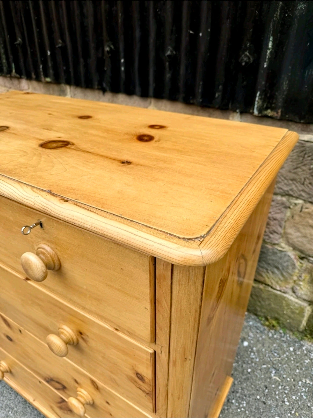 Antique Victorian Pine Chest Of Drawers, Original, 2 Over 3 Drawers, Lockable