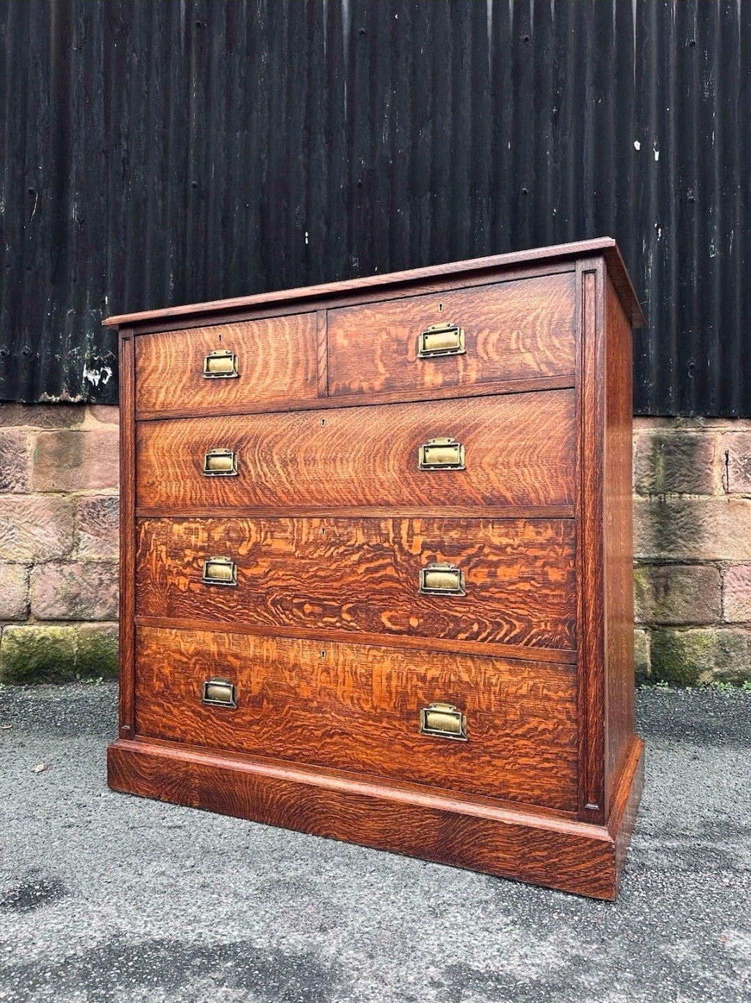 Large Antique Oak Chest Of Drawers, Edwardian C1910, 5 Drawers, Jones Moss & Co