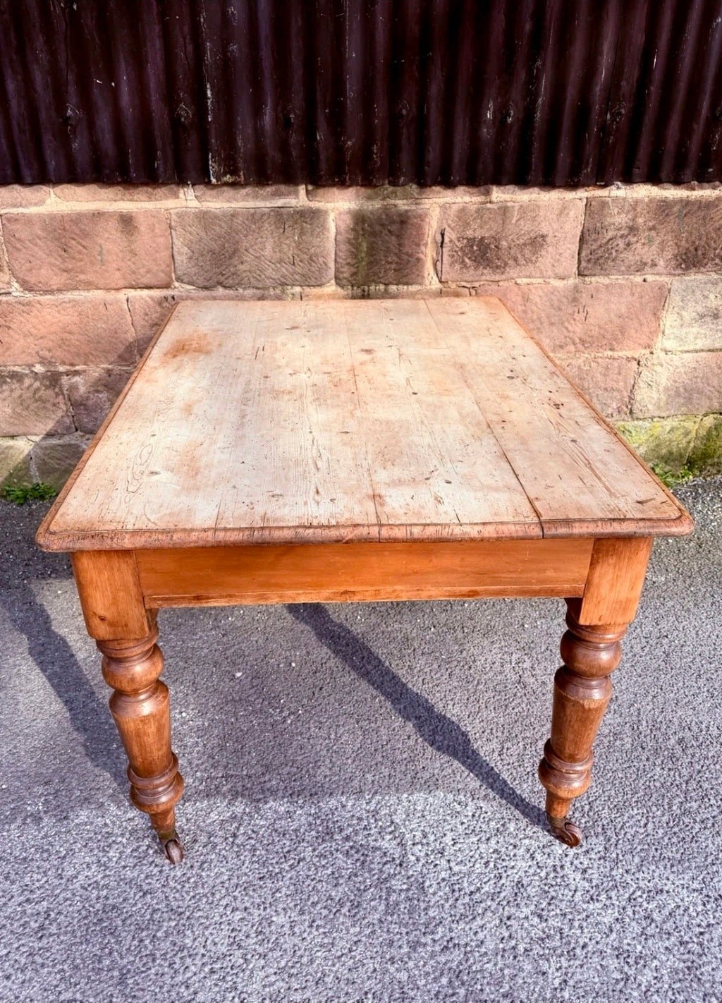 Victorian Farmhouse Scrub Top Pine Dining Table C1880. Country, Kitchen, Rustic