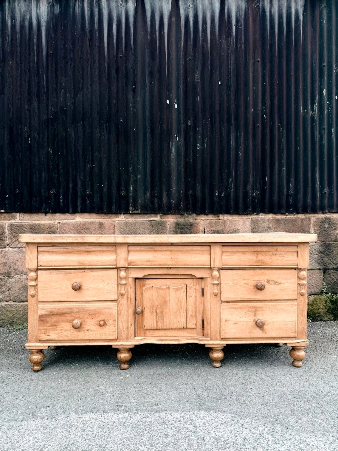 Victorian Lancashire Sideboard c1870, Antique Pine, Sycamore Top, Dresser