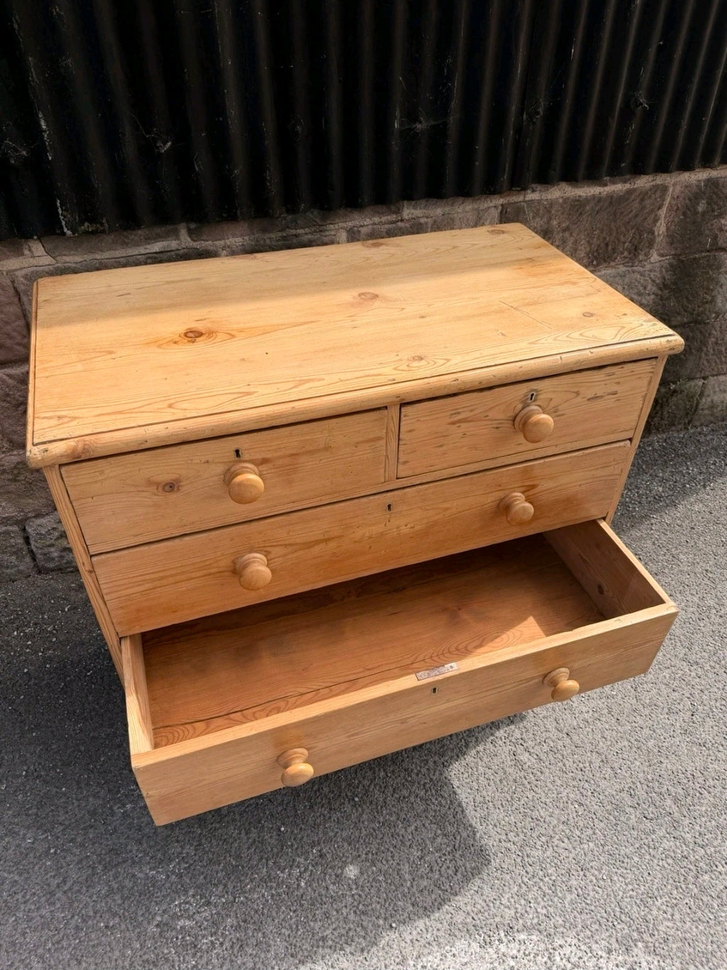 Large Antique Victorian Waxed Pine Chest Of Drawers, Country Farmhouse, Bedroom.
