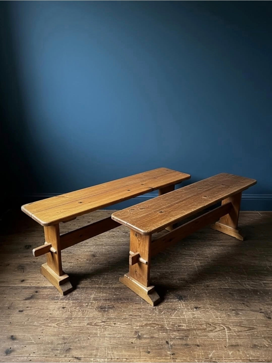 Rustic pine bench.