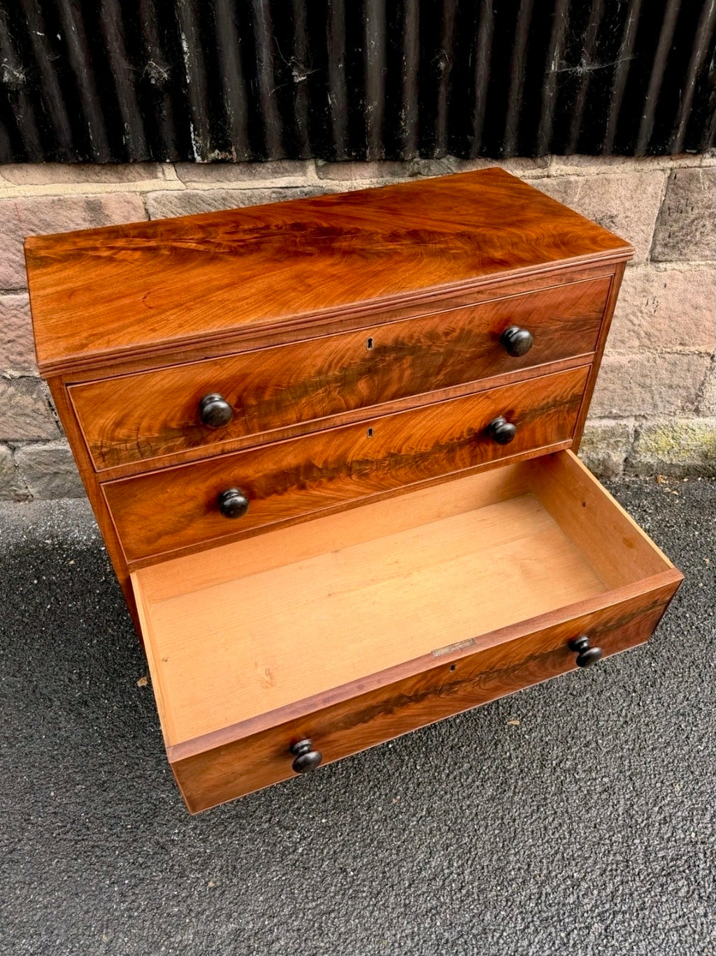 Antique Flame Mahogany Chest Of Drawers C1880, Victorian, Storage, Bedroom
