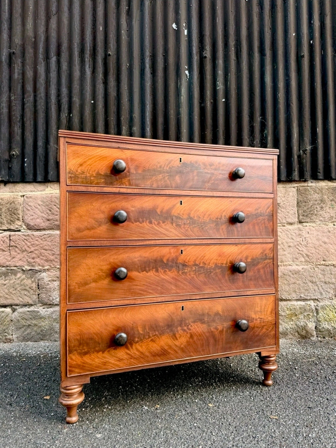 Antique Flame Mahogany Chest Of Drawers C1880, Victorian, Storage, Bedroom