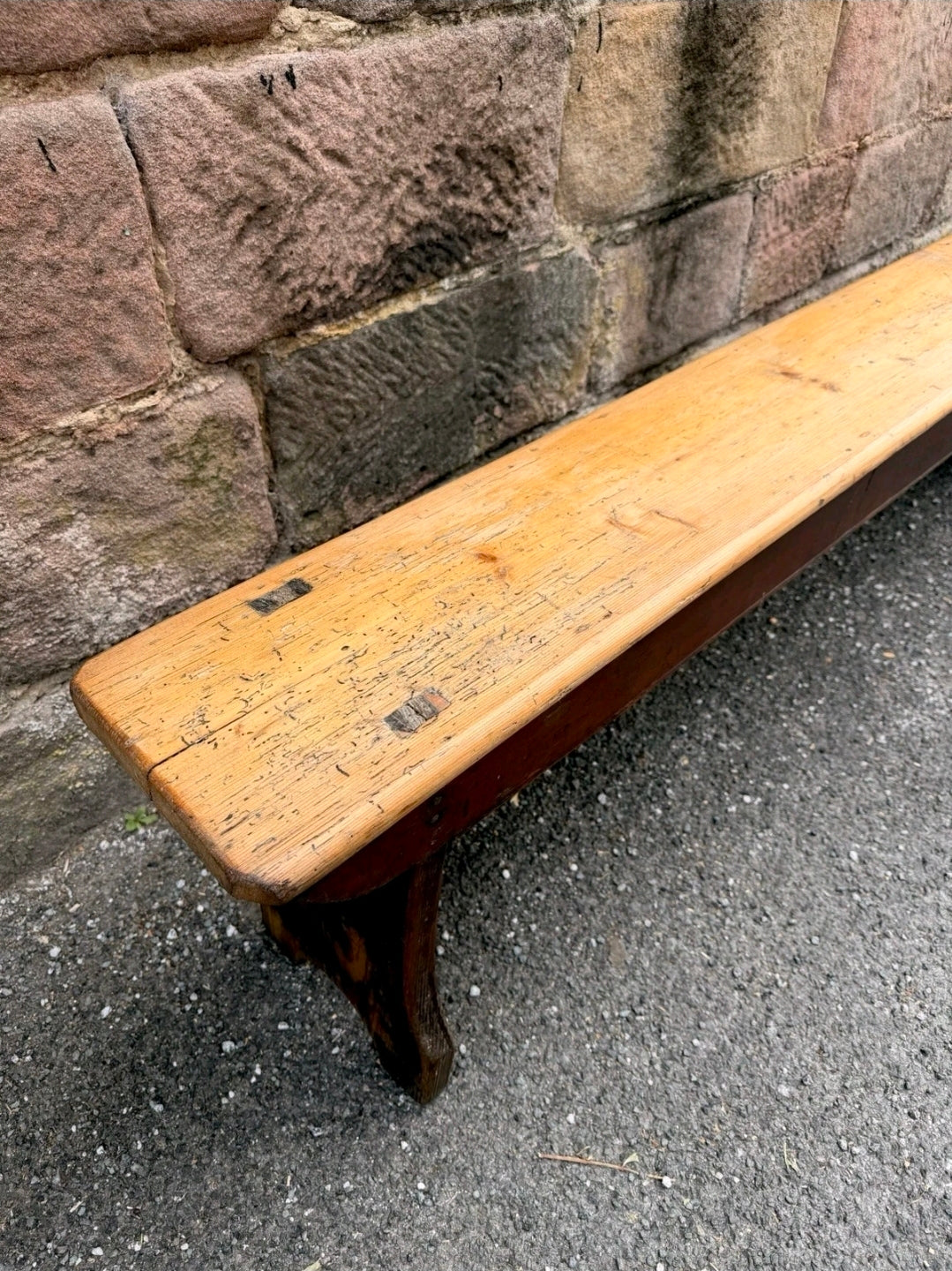 Antique Victorian Rustic Pine Bench, Church Bench, Dining Bench, Hallway