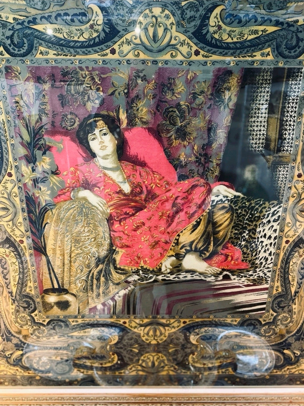 Large Vintage Italian Framed Tapestry. 1930’s 155x159cm.Wall Art, Statement Piece