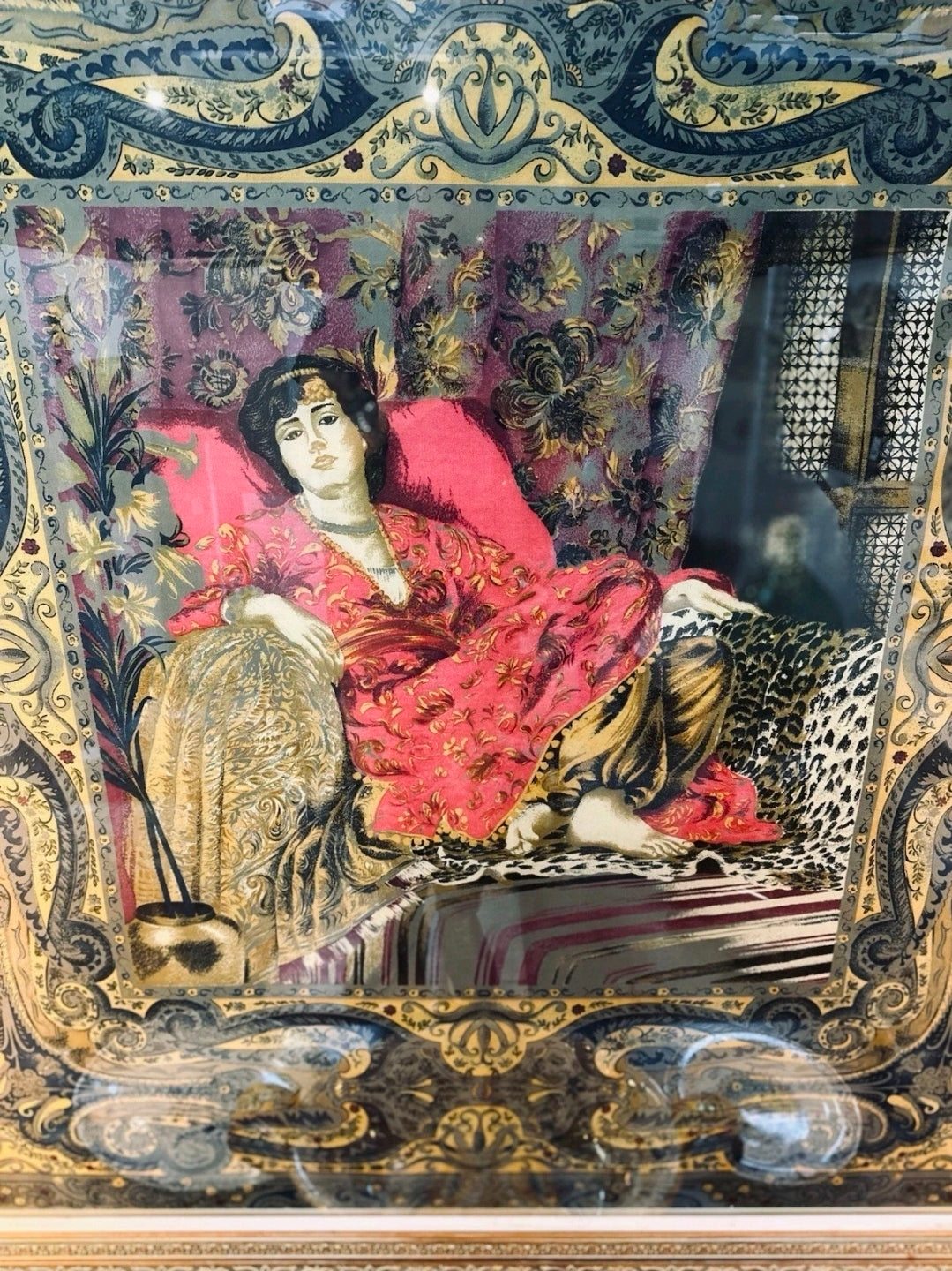 Large Vintage Italian Framed Tapestry. 1930’s 155x159cm.Wall Art, Statement Piece