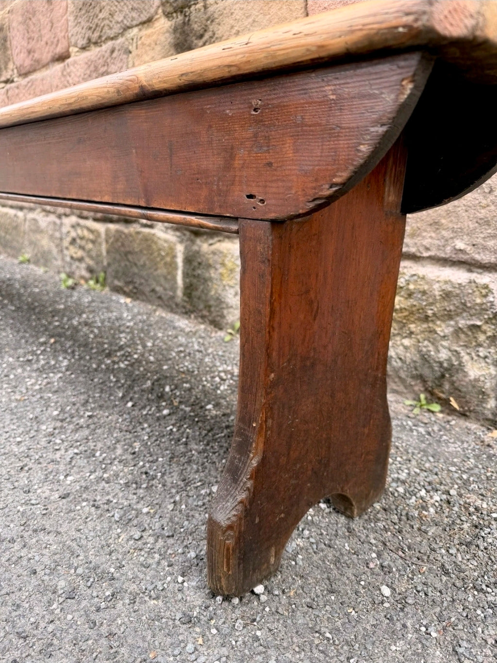 Antique Victorian Rustic Pine Bench, Church Bench, Dining Bench, Hallway