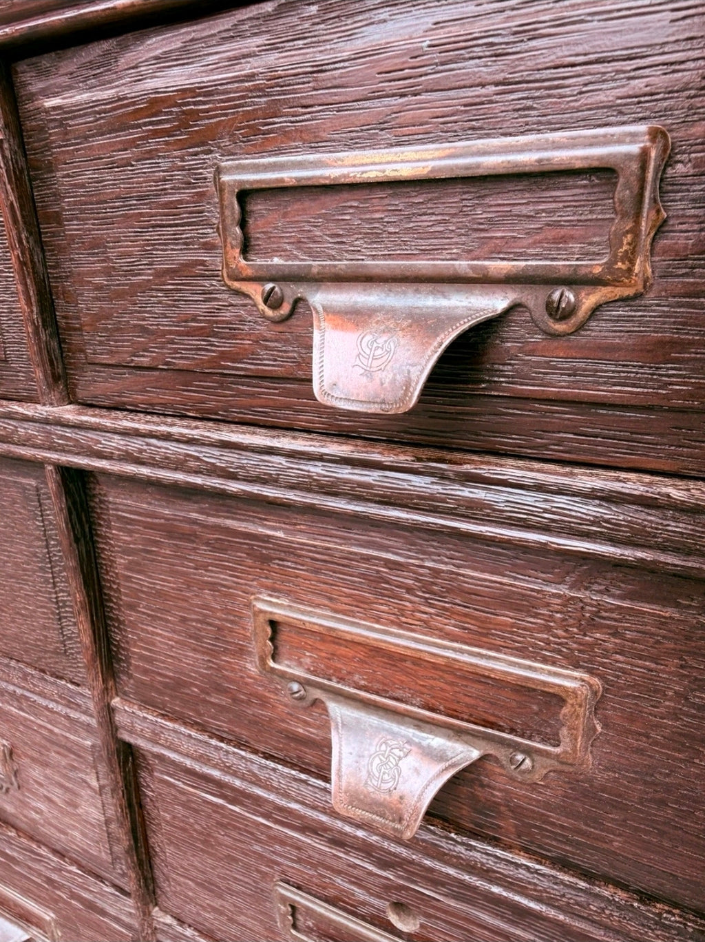 Antique Shannon Ltd Filing Cabinet Collectors Storage Bank of Drawers, Office