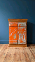 Vintage Rustic Italian Wall Cabinet, Spice Cabinet Cottage Country, Industrial 'SPEZIE' (spices)