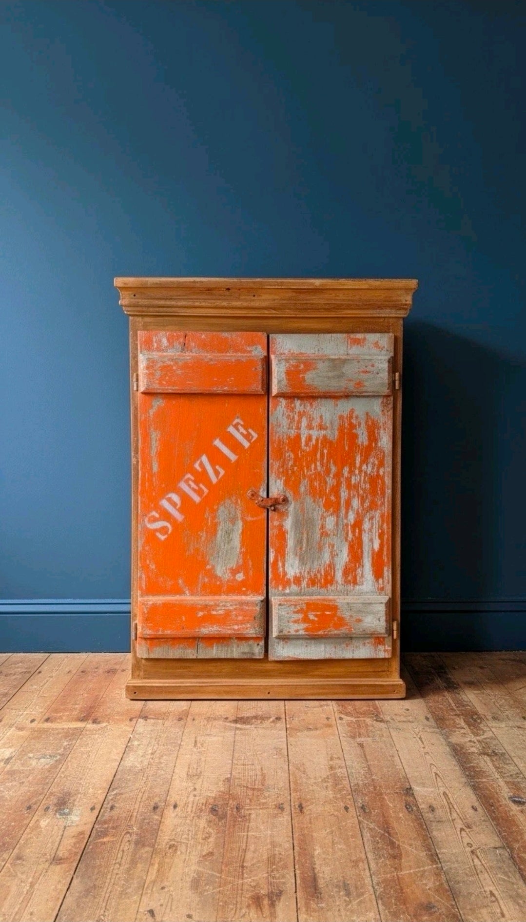 Vintage Rustic Italian Wall Cabinet, Spice Cabinet Cottage Country, Industrial 'SPEZIE' (spices)