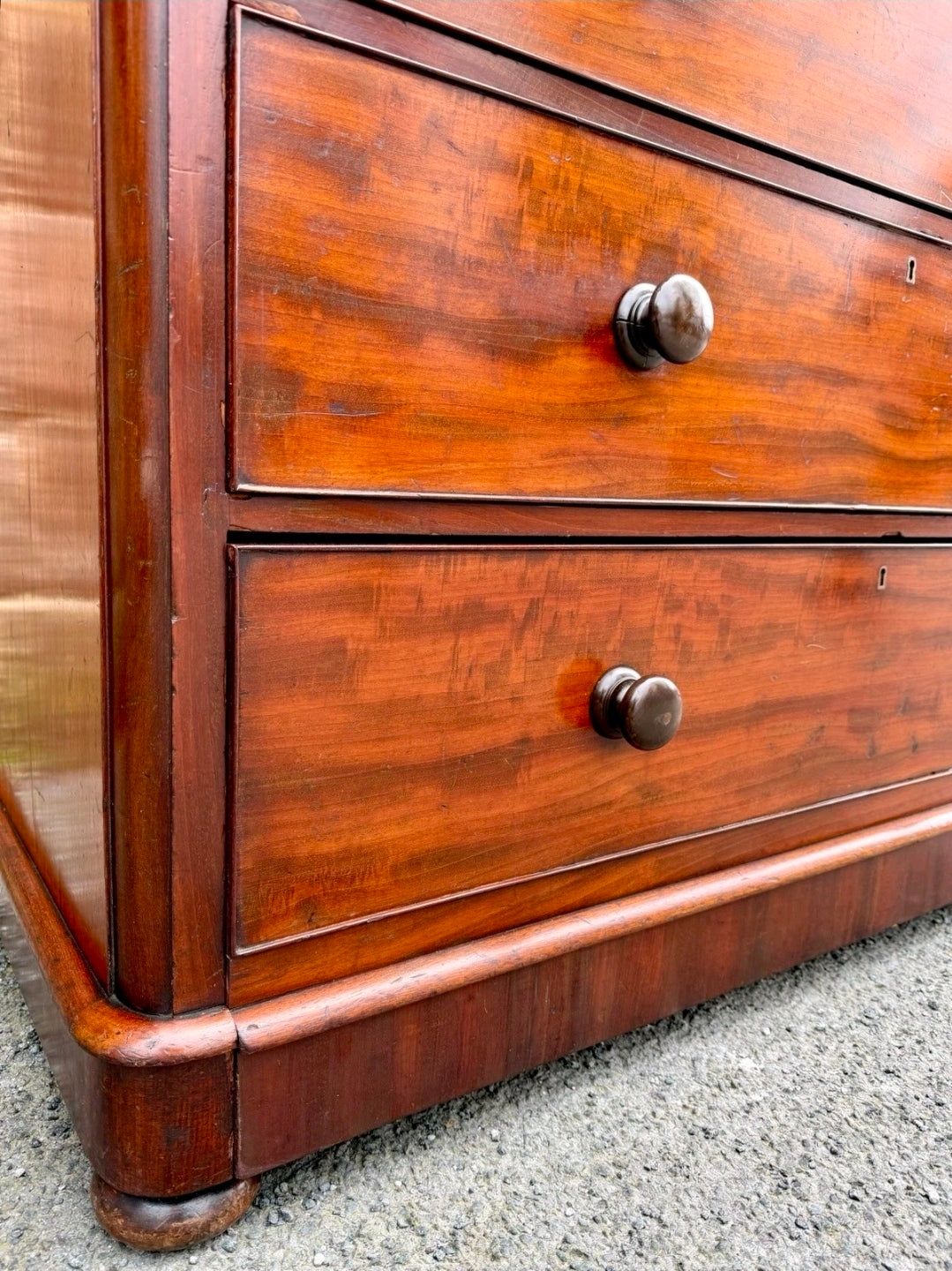 Large Antique Mahogany Chest Of Drawers. Bedroom, Storage, Oak Lined Drawers
