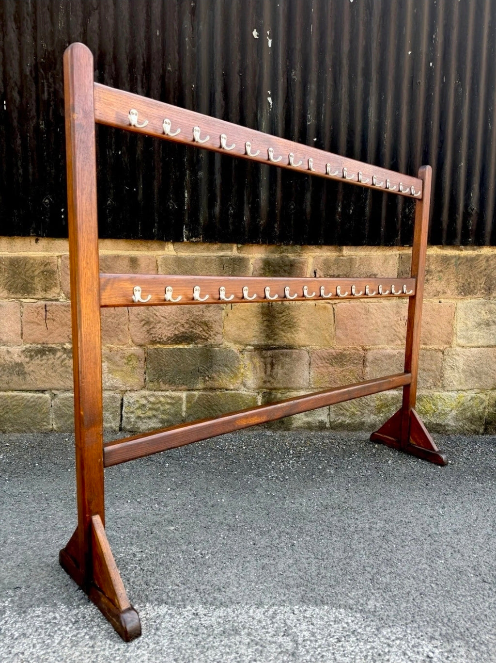 Vintage Wooden 1940s Coat Stand. Double Sided. Hats, Hallway. Original, Italian