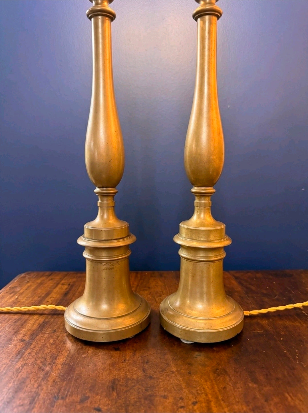 Antique Early 20th Century Brass Table Lamps. Italian, Candlestick.