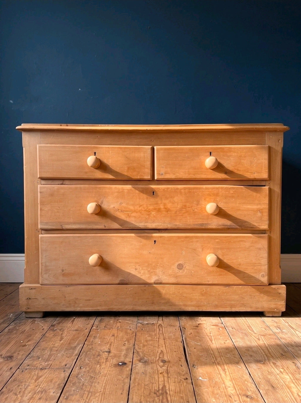 Rustic Antique Victorian Waxed Pine Chest Of Drawers, Country Cottage, Bedroom.
