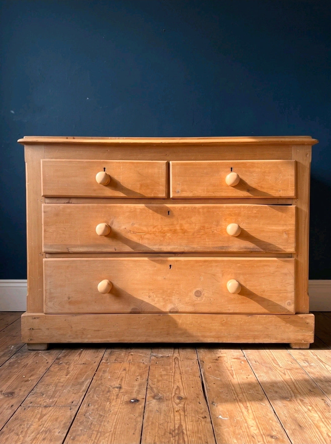 Rustic Antique Victorian Waxed Pine Chest Of Drawers, Country Cottage, Bedroom.