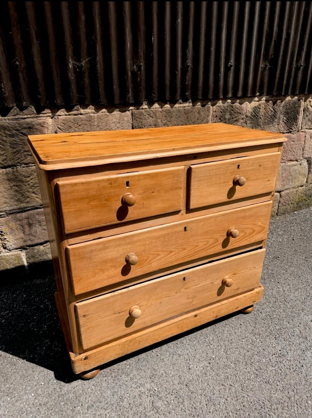 Victorian Stripped Pine Chest Of Drawers 2 Over 2 - Antique Country Farmhouse