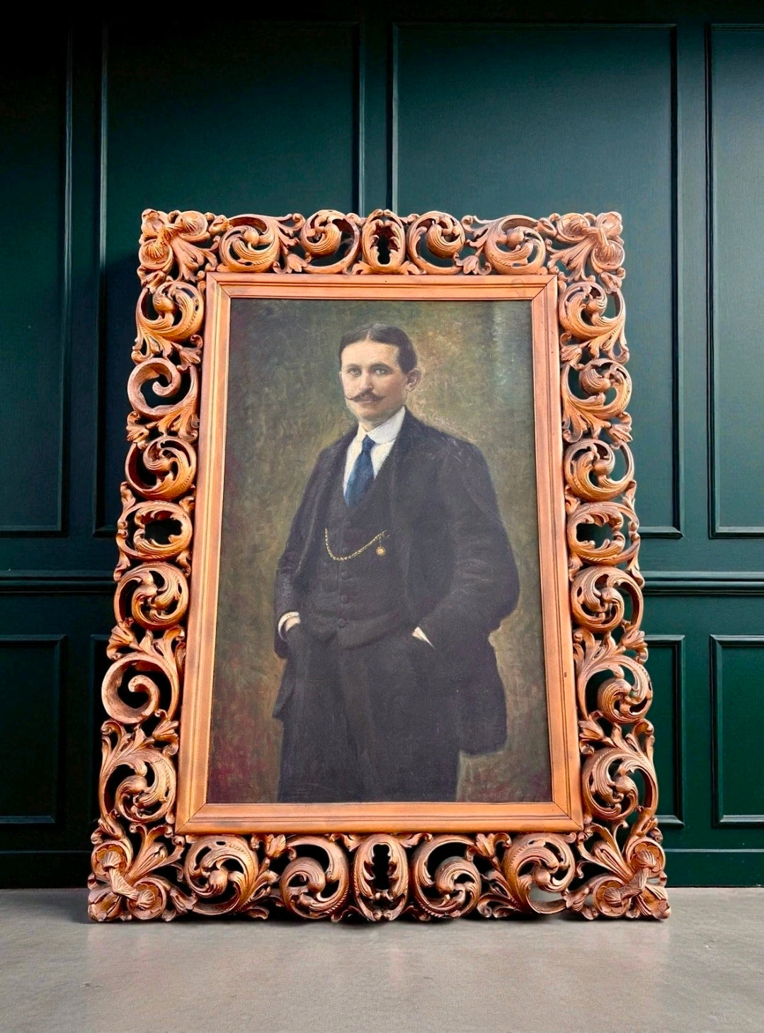 Original Oil Painting Of Gentleman In Gilt Wood Frame. c1910