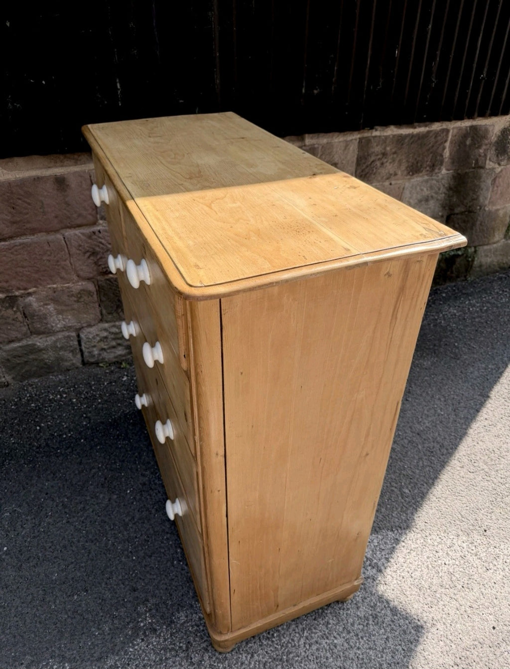 Large Antique Victorian Waxed Pine Chest Of Drawers, Country Farmhouse, Bedroom.
