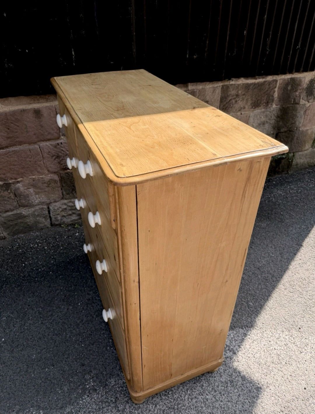 Large Antique Victorian Waxed Pine Chest Of Drawers, Country Farmhouse, Bedroom.