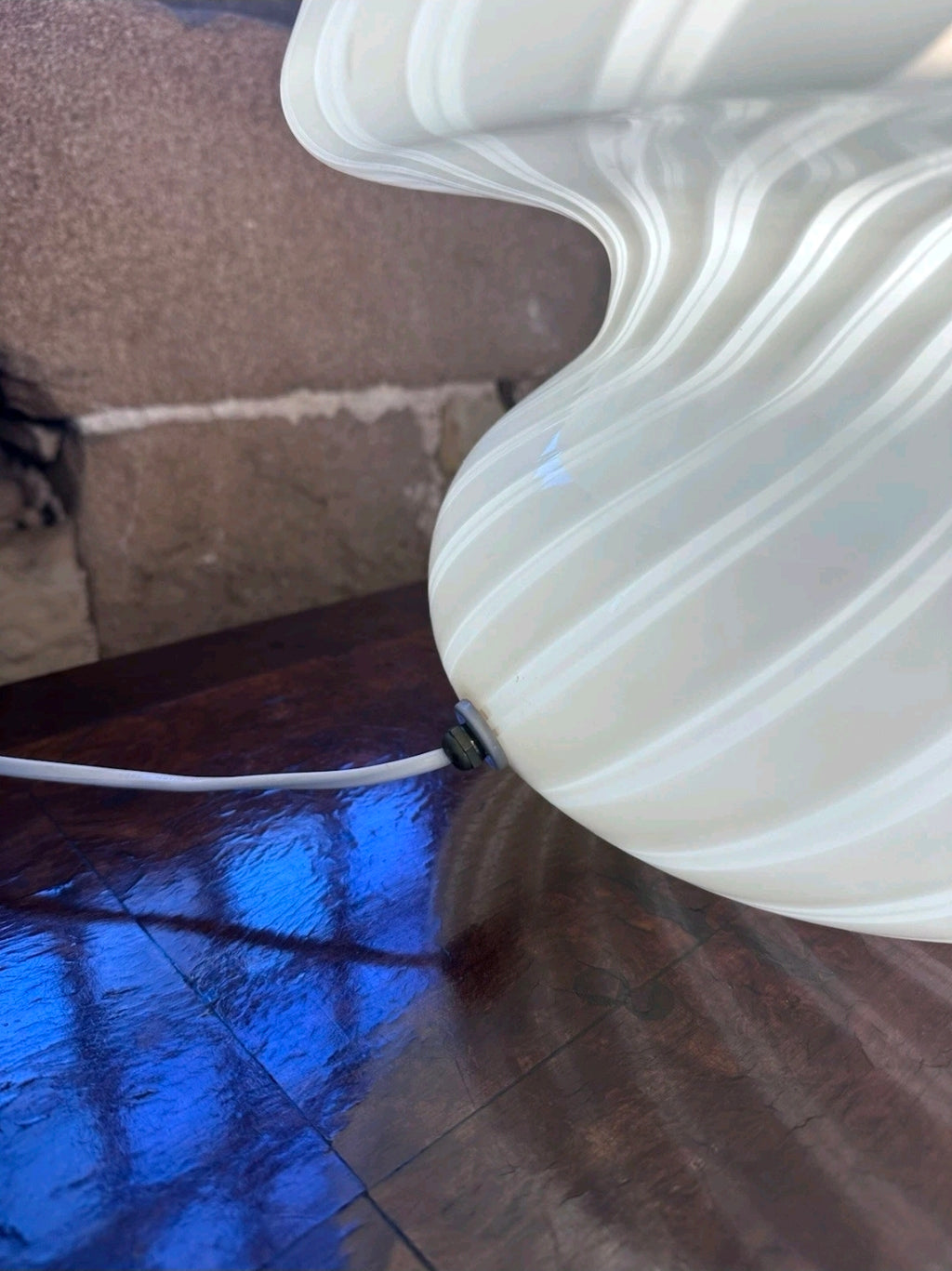 1970s Murano Glass Table Lamp Vintage Swirl Mushroom Space Age Retro Italian