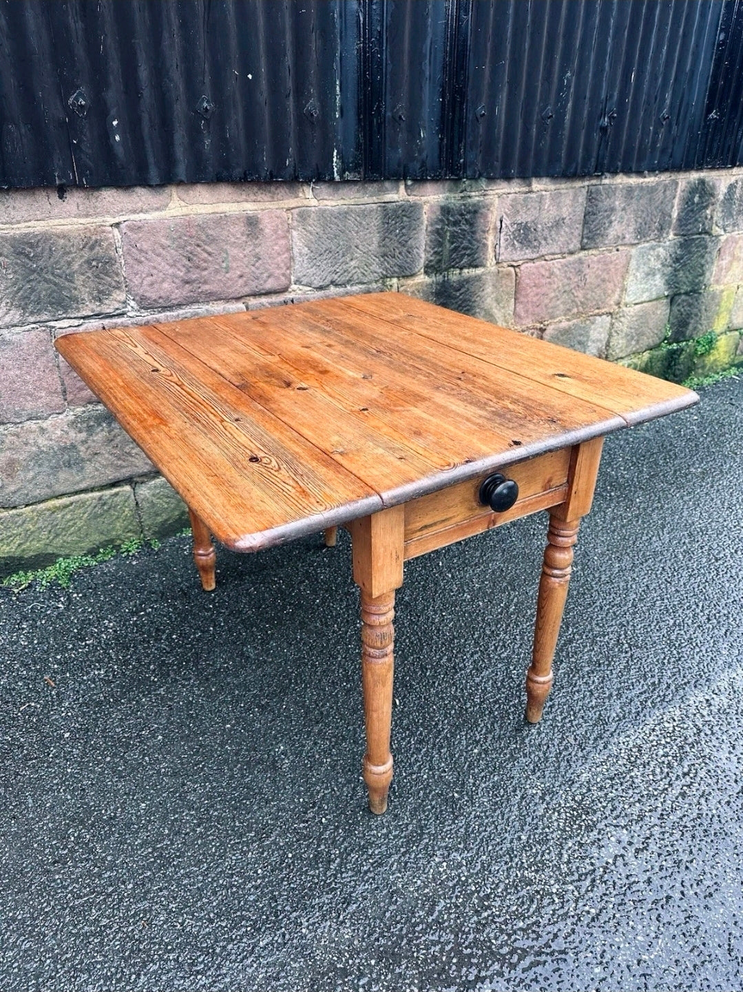 Victorian Pembroke Drop Leaf Pine Farmhouse Table, Country Cottage, Kitchen