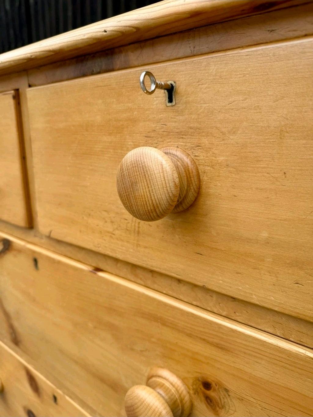 Antique Victorian Pine Chest Of Drawers, Original, 2 Over 3 Drawers, Lockable